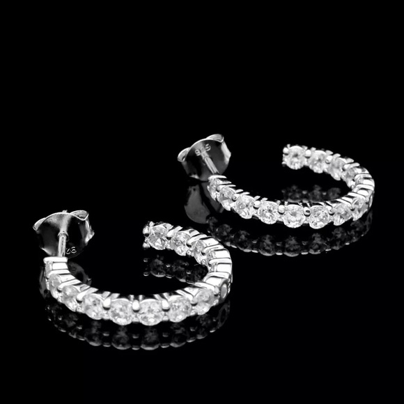 1.68CT Created Diamond Hoop Double Sided Earrings - Picture 2 of 4